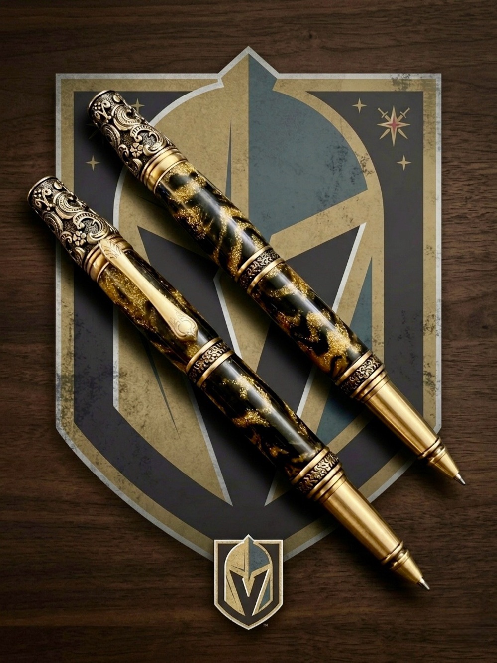 Custom Handmade Black & Gold Pen
